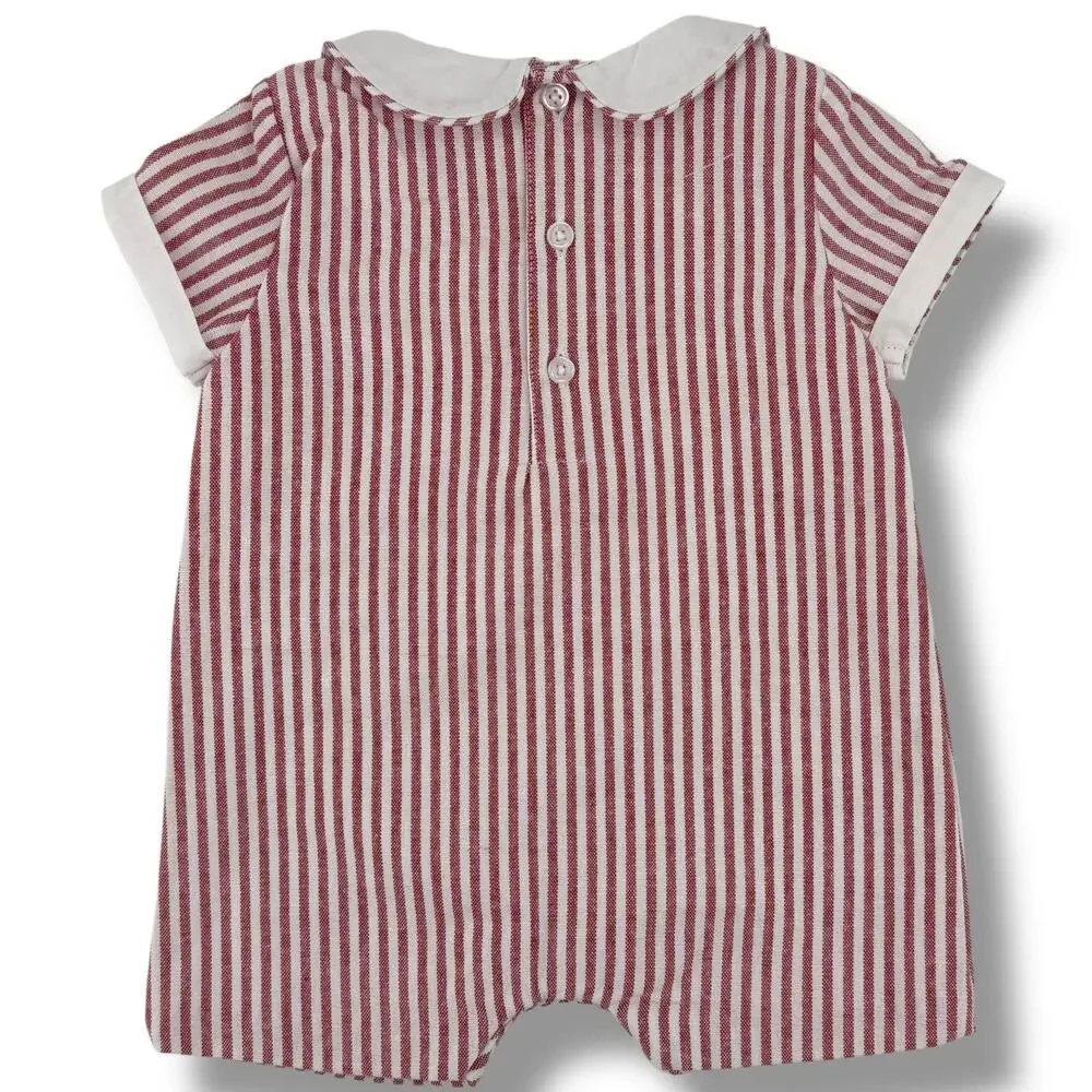 Edgehill Collection X The Broke Brooke Stripe Jon Jon Romper Boys Sz 9 Mos